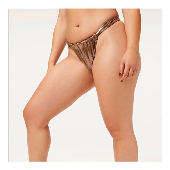 Good American Foil Ruched Bikini Bottom Mocha Foil Size 3 US Large - Picture 6 of 9